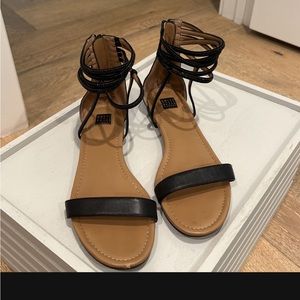 White House Black Market Sparkly Strappy Black Sandals. Size 9